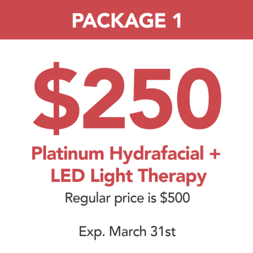 PACKAGE 1 - PLATINUM HYDRAFACIAL & LED LIGHT THERAPY | Skin Deep Midtown Med Spa.